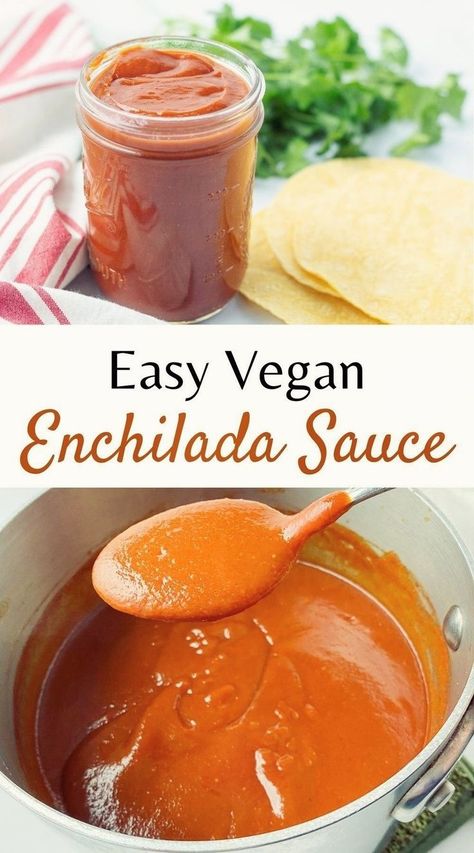 Short on time but still want a homemade touch? Try our quick and easy vegan enchilada sauce recipe. Made with tomato sauce and free from oil, this sauce is not only healthy but also packed with flavor. It’s the perfect addition to your vegan meals, providing a homemade quality that enhances any dish. Ready in minutes, it's ideal for busy cooks! Vegan Enchilada Sauce, Portfolio Diet, Easy Enchilada Sauce, Best Enchilada Sauce, Enchilada Sauce Recipe, Enchilada Sauce Easy, Vegan Oil Free, Vegan Enchiladas, Oil Free Vegan Recipes