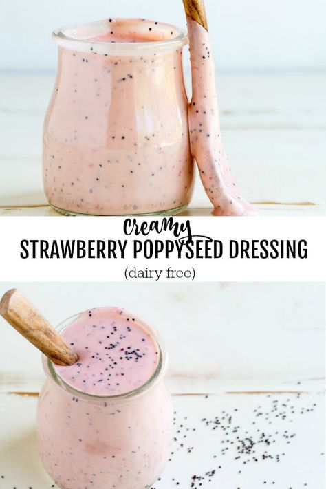 It's creamy, rich and bursting with summer strawberry flavor.The perfect summer salad dressing.  Healthy.  Paleo.  Dairy free. Whole30 compliant. Strawberry Poppyseed Dressing, Poppy Dressing, Salad Dressing Healthy, Summer Salad Dressing, Diet Salads, Superfood Salads, Dressing Healthy, Paleo Salad Recipes, Poppyseed Dressing