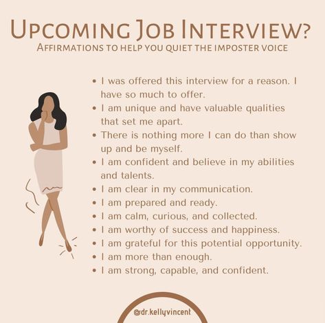 Reminders For Yourself, Job Interview Prep, Work Mood, Career Affirmations, Job Motivation, The Imposter, Job Interview Preparation, Holistic Psychologist, Desert Roses