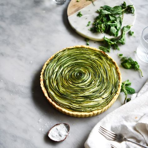 Zucchini, 'ricotta' and herb vegan tart - Georgeats Vegan Tart, Vegan Tarts, Vegan Ricotta, Vegan Zucchini, Savory Tart, Vegan Condiments, Almond Recipes, Grain Free, The Table