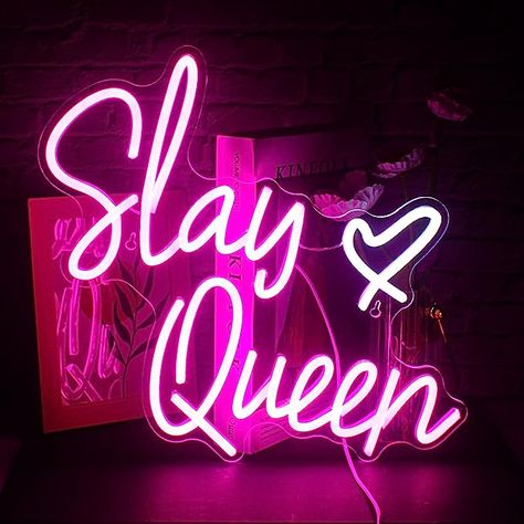 Queen Neon Sign, Preppy Girl Aesthetic, Hot Pink Room, Neon Lights Bedroom, Pink Neon Sign, Preppy Decor, Slay Queen, Pink Room Decor, Light Up Signs