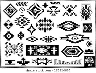 Aztec Native Navajo design elements vector set Native American Wood Burning Patterns, Southwest Native American Art, Navajo Symbols, Jewelry Weaving, Stock Patterns, Indian Warrior, Indian Symbols, Navajo Pattern, Fest Temaer