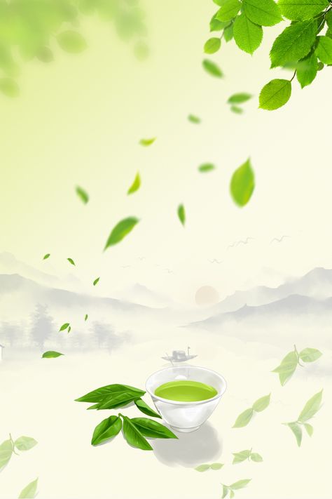 Fresh Tea Culture Poster Background Tea Background Aesthetic, Green Tea Background, Tea Background, Culture Poster, Tea Tattoo, Tea Poster, Fresh Tea, House Wallpaper, Menu Designs