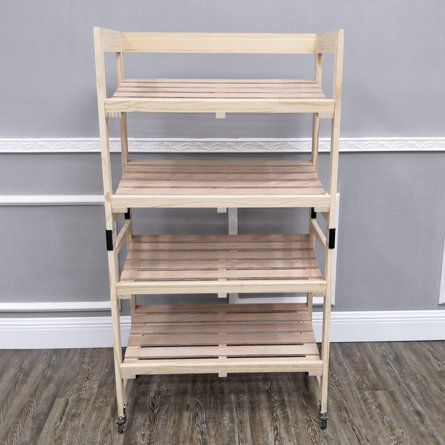 FixtureDisplays 4- Layer Bakery Bread Rack with Tilting Wooden Display Rack Bread Rack | Wayfair Angled Shelves, Bread Store, Store Rack, Office Furniture Decor, Baked Pastries, How To Store Bread, Office Partition, Wooden Display, Home Bakery