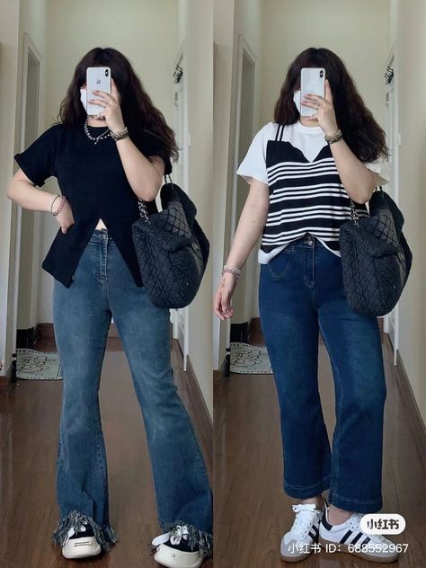 Chubby Outfit Ideas Casual, Chubby Fashion Outfits Korean, Midsize Ootd, Chubby Outfit Ideas, Casual Plus Size Outfits, Uni Outfit, Curvy Casual Outfits, Simple Casual Outfits, Comfy Casual Outfits