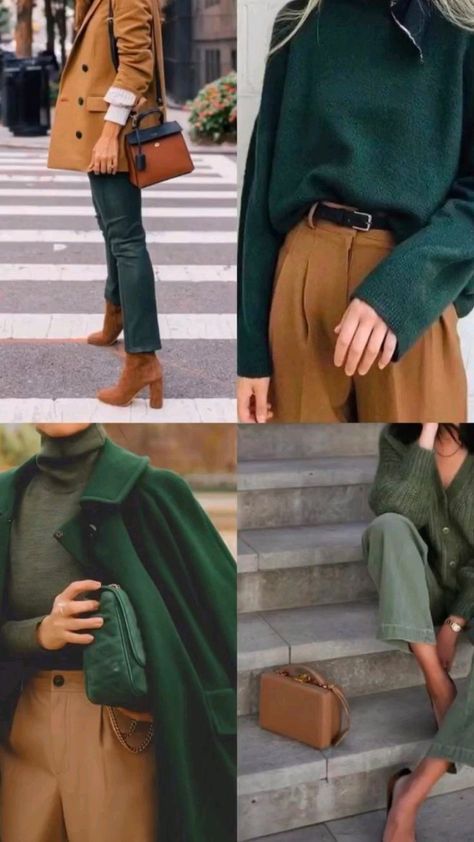 Color Combos Outfit, Color Combinations For Clothes, Business Casual Outfits For Work, Trendy Fall Outfits, Stylish Work Outfits, Green Coat, Looks Chic, 가을 패션, Autumn Outfit