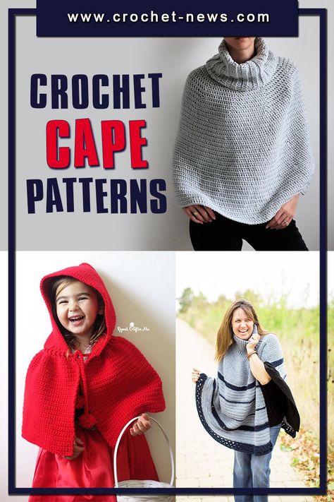 Free Crochet Cape Patterns, Free Crochet Cape Patterns For Women, Crochet Cape Pattern Free, Cape Pattern Free, Cape Crochet Pattern, Cape Au Crochet, Crochet Capelet Pattern, Crochet Caplet, Crochet Cape Pattern