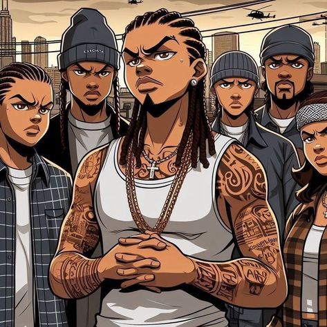 Squad Profile Pictures, Boondocks Oc, Boondocks Characters, Boondocks Cartoon, The Boondocks Cartoon, Black Cartoons, Boondocks Drawings, Jordan Woods, Dope Cartoons