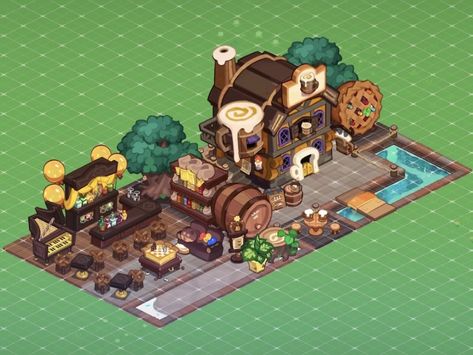 Cookie Run Kingdom Designs Ideas, Cookie Run Kingdom Train Station Design, Crk Halloween Kingdom, Cookie Run Kingdom Cottagecore, Cookie Run Guild Layout, Crk Kingdom Train Station, Cookie Run Kingdom Village Ideas, Cookie Run Kingdom Kingdom Designs, Crk Kingdom Entrance