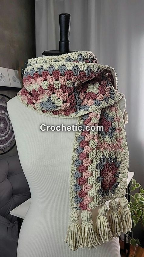 Crochet Scarf Patterns - Crochet Scarves - Crochet Head Scarf -  Crochet Patterns - Crochet Projects Crochet Womens Scarf, Crochet Flower Scarf, Granny Square Scarf, شال كروشيه, Crochet Scarf Pattern Free, Scarf Yarn, Crochet Cap, Crochet Pumpkin, Scarf Crochet Pattern