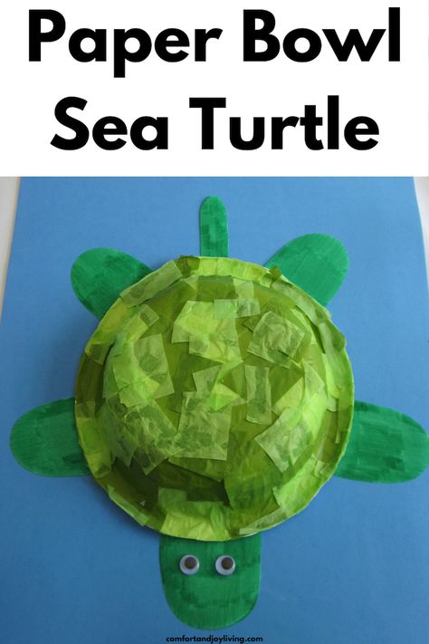 Paper Bowl Sea Turtle Sea Turtle Craft, Turtle Activities, Turtle Craft, Tissue Paper Craft, Turtle Theme, Paper Bowl, Abc Phonics, Green Tissue Paper, Turtle Crafts