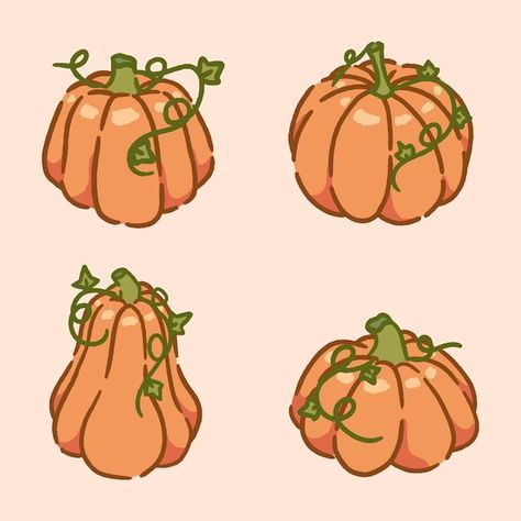 Pumpkin Art Reference, Fall Kawaii Art, Cozy Fall Drawings, Apple Cider Drawing, Cute Pumpkin Drawing Ideas, Pumpkin Stack Drawing, Carved Pumpkin Drawing, Cute Pumpkin Drawing Simple, Autumn Clipart Cute