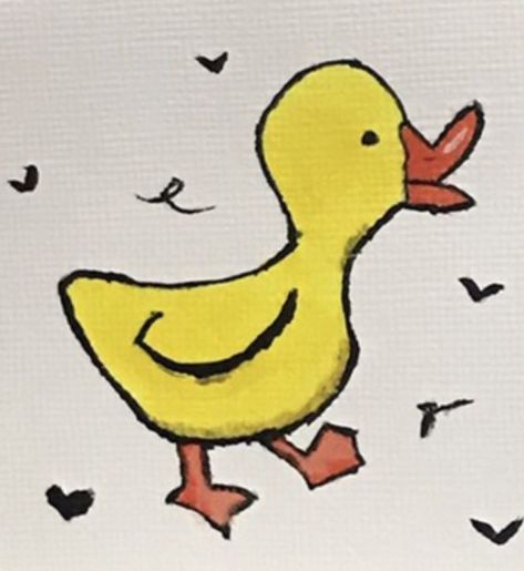 Cute Duck Painting Easy, Duck Painting Ideas, Duck Canvas Painting, Duck Painting Easy, Duck Drawings, Nye Theme, Draw Sea Animals, Duck Ideas, Draw Sea