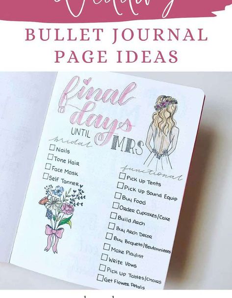 Wedding Journal Ideas, Diy Wedding Journal, Wedding Bullet Journal, Bridal Journal, Bullet Journal Page Ideas, Journal Page Ideas, Honeymoon On A Budget, Wedding September, Creative Diary