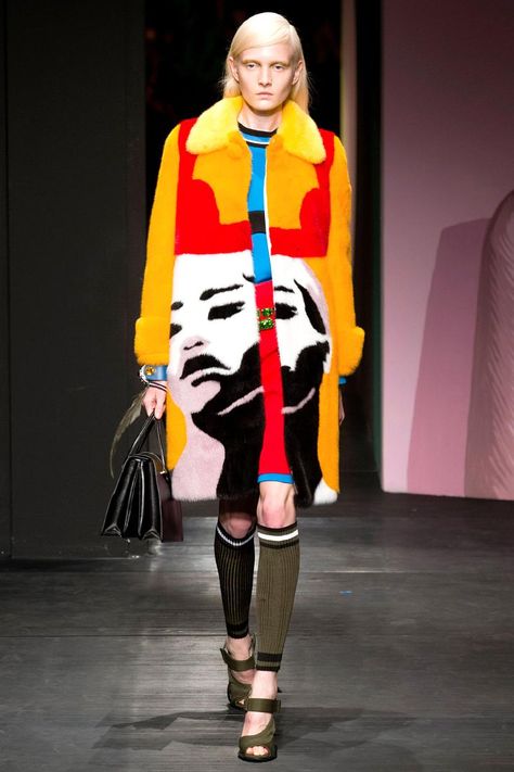 Prada, Milan, Spring 2014. Art Inspired Fashion, Pop Art Fashion, Prada Spring, Fashion Week Spring 2014, 2014 Trends, Runway Trends, Rabbit Hole, 2014 Fashion, Distressed Denim Shorts