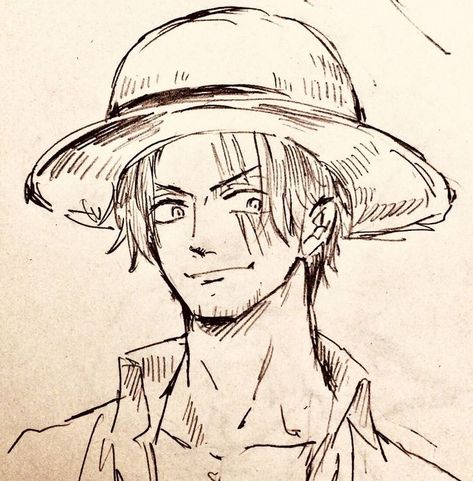 Shanks One Piece Sketch, Shanks One Piece Drawing, Shanks One Piece Manga, Shanks Sketch, Flustered Drawing, Shanks Drawing, Shanks Manga, رسم كاريك�اتير, Naruto Sketch Drawing