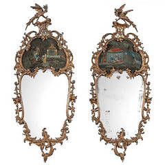 Pair of Exceptional Giltwood English Chinese Chippendale Period Mirrors Chinoiserie Interior, Thomas Chippendale, Gilded Mirror, Chinese Chippendale, Vintage Mirror Wall, Modern Mirror Wall, English Antiques, Vintage Mirrors, Chinese Garden