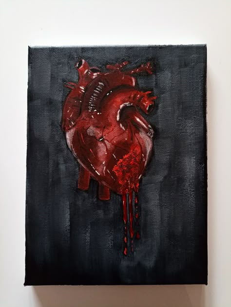 🎨🫀 Heartbreak Watercolor Paintings, Anatomical Heart Painting Acrylics, Heartache Painting, Pain Paintings Artworks, Painting Ideas On Canvas Aesthetic Dark, Breakup Painting, Heart Painting Acrylic, Paintings With Deep Meaning, Human Heart Art