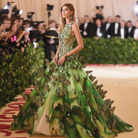 If the Met Gala participants had truly embraced the theme of ‘Garden of Time’, this is what they could have looked like!! Amidst cascading floral arches and verdant pathways, celebrities are adorned in attire that transcends mere fashion; it’s an ode to the passage of time itself. Picture breathtaking gowns adorned with delicate, shimmering clockwork motifs, where intricate gears replace traditional embroidery. Celebrities don headdresses resembling blooming timepieces, where each petal and g... Garden Of Time Met Gala, Met Gala Ideas, Glamour Gown, Gala Themes, Floral Arches, Gala Ideas, Conceptual Fashion, Traditional Embroidery, Dare To Dream