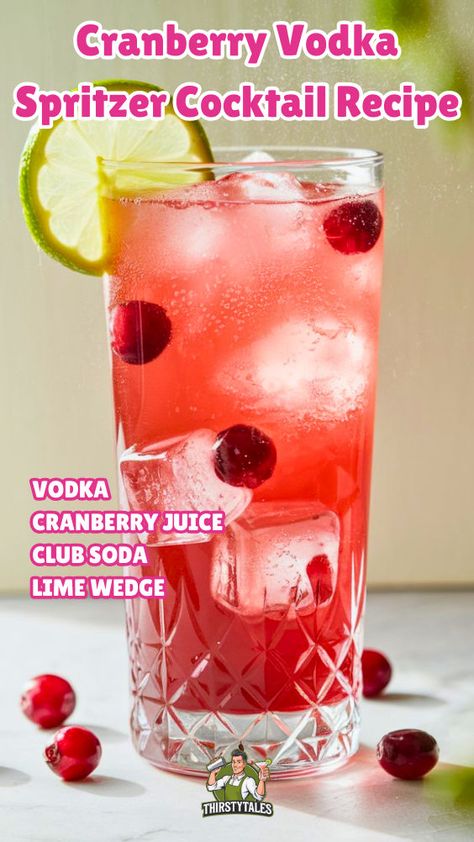 Discover the refreshing Cranberry Vodka Spritzer Cocktail Recipe, perfect for any occasion! This delightful drink combines the tartness of cranberry with the smoothness of vodka, topped off with a splash of Sprite for a fizzy finish. Explore variations like the Amaretto Cranberry Kiss for a unique twist. Whether you're hosting a party or enjoying a quiet evening, these easy cocktail recipes are sure to impress. Sprite Alcohol Drinks, Mixed Drinks With Sprite, Cranberry Vodka Recipe Cocktails, Sprite Mixed Drinks, Cranberry Vodka Recipe, Drinks With Sprite, Winter Drinks Alcoholic, Christmas Cocktails Vodka, Cranberry Juice And Vodka