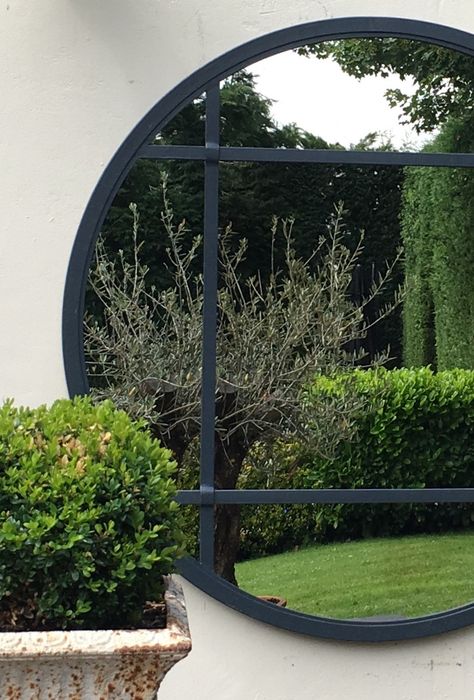 Circular Panelled Aldgate Home Mirror round-bespoke- garden-mirror [BSC/9] : Aldgate Home Ltd Outside Mirrors Garden, Mirrors Outside Gardens, Patio Mirrors Outdoor Living, Garden Mirrors On Fences, Mirror In Garden, Mirrors In Gardens, Garden Mirrors Ideas Outdoors, Diy Garden Mirror, Outdoor Mirrors Garden