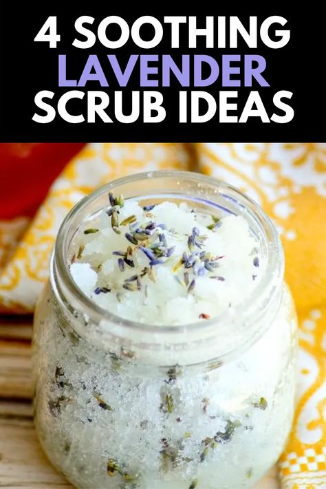 Lavender Salt Scrub, Diy Sugar Scrubs, Essential Oil Scrubs, Scrub Ideas, Hand Scrub Diy, Hand Scrub Homemade, Lavender Body Scrub, Salt Scrub Diy, Coconut Oil Sugar Scrub