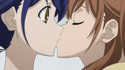 Anime Bisou, Anime Lesbian, Yuri Gif, Cartoon Kiss, Samurai Flamenco, Anime Kiss Gif, Tiger And Bunny, Yuri Anime, Anime Kiss