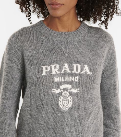 Prada - Logo wool and cashmere sweater | Mytheresa Prada Jumper, Prada Sweater, Jumper Outfit, Sweater Design, Knitted Jumper, Baddie Outfits, Cashmere Sweaters, Aesthetic Girl, Prada