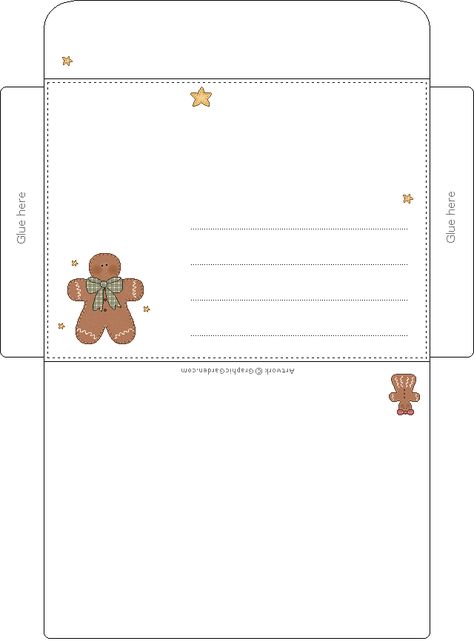 Gingerbread envelope Printable Envelope Template Free, Christmas Envelopes Printable, Christmas Envelope Template, Free Printable Envelopes, Envelope Printable, Envelope Template Printable, Xmas Printables, Christmas Envelope, Writing Paper Printable Stationery