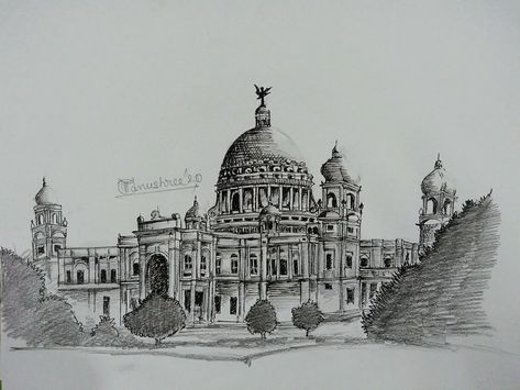 Victoria Memorial Sketch, Victoria Memorial Kolkata Sketch, Victoria Sketch, Kolkata Sketch, Kolkata Art, Victoria Memorial, Micron Pens, Memorial Art, Bengali Art