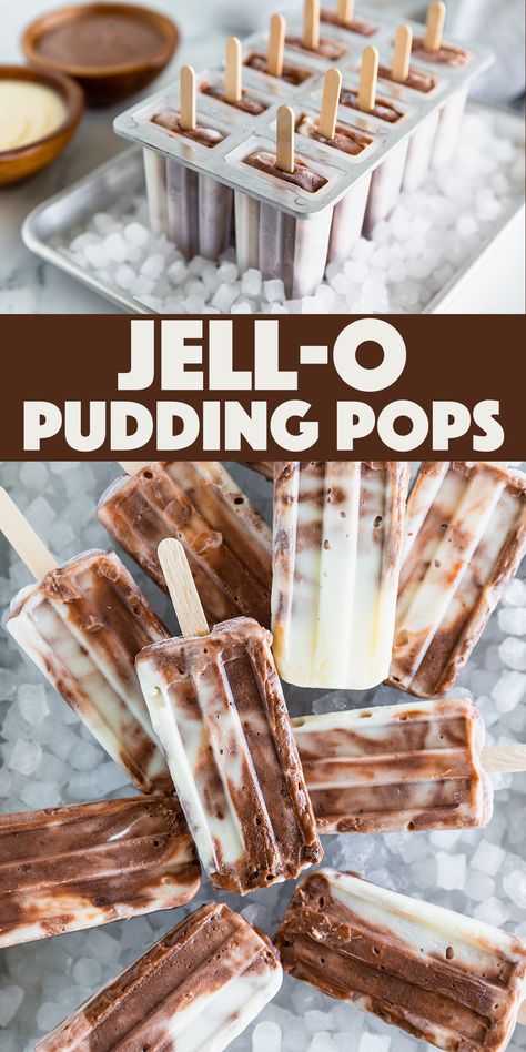 How To Make Fudgicles, Popcycles Recipes Homemade Popsicles, Hello Pudding Pops, Low Cal Popsicles, Uses For Jello Powder, Diy Fudge Popsicles, Popular Desserts For A Crowd, Ice Cream Popsicles Recipes, Homemade Pudding Pops