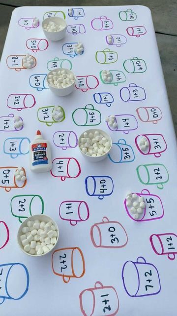 Math Event Ideas, Class Hot Chocolate Party, Kindergarten Problem Solving Activities, Hot Chocolate Experiments For Kids, Preschool Addition Activities, Hot Cocoa Activities For Kids, Butcher Paper Activities Kindergarten, Hot Chocolate Art Project For Kids, Marshmallow Activities For Kids