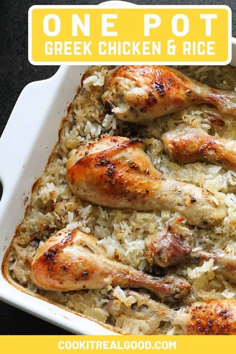 Greek Chicken With Rice, Greek Drumsticks Recipe, Mediterranean Chicken Leg Recipes, What To Serve With Chicken Drumsticks, What To Make With Drumsticks, Chicken Drums And Rice Recipes, Drumstick Sides, Greek Chicken Drumsticks, Stewed Chicken Legs Recipes