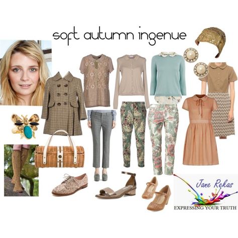 soft autumn ingenue by expressingyourtruth on Polyvore featuring Cutie, Oasis, Twin-Set, RED Valentino, Erika Cavallini Semi-Couture, Gardeur, Etro, Brooks Brothers, Kate Spade and Dorothy Perkins Soft Classic Kibbe, Soft Autumn Palette, Soft Autumn Color Palette, Soft Gamine, Deep Autumn, Soft Classic, Autumn Clothes, Soft Autumn, Warm Spring