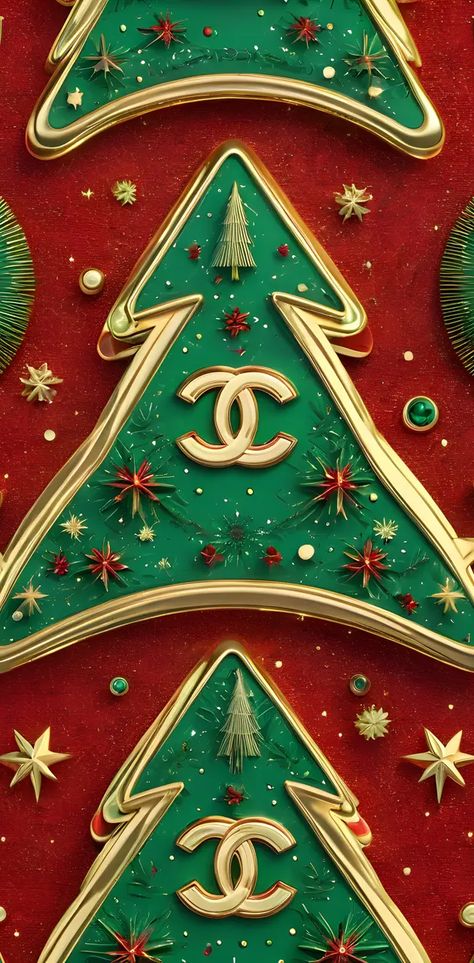 Christmas Chanel Wallpaper, Christmas Bg, Beautiful Christmas Pictures, Chanel Wallpaper, Cell Phone Wallpapers, Aesthetic Walls, Chanel Art, Wallpaper Fashion, Elegant Wallpaper