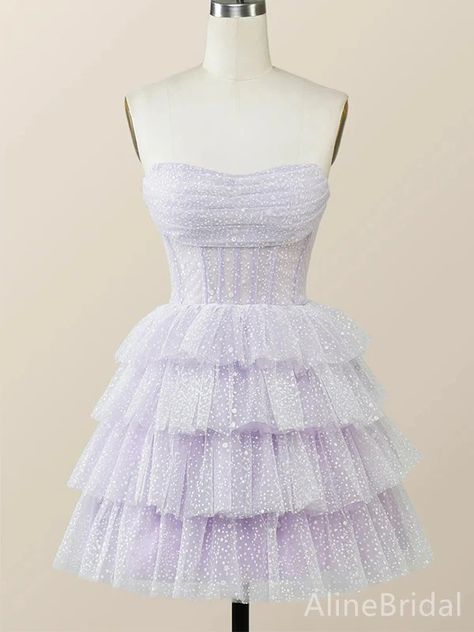 Elegant Strapless A-line Short Mini Homecoming Dress, HD32680 – AlineBridal Puffy Long Sleeve Hoco Dress, Hoco Dresses With Corset, Fairytale Dresses Short, Snow Ball Dresses Short, Trendy Winter Formal Dresses, Homecoming Dresses Corset Top, Mid Length Hoco Dress, Homecoming Dresses Colorful, Hoco Dresses Fairytale