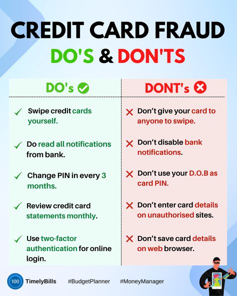 An infographic sharing the do's and don'ts of avoiding credit card scams from happening to you and your loved ones! How To Build Good Credit, First Credit Card, How To Get A Credit Card, Credit Tips And Tricks, How To Use Credit Cards Wisely, How To Use A Credit Card, Credit Card Tips And Tricks, Credit Card Hacks Tips, Credit Card Payment Hacks