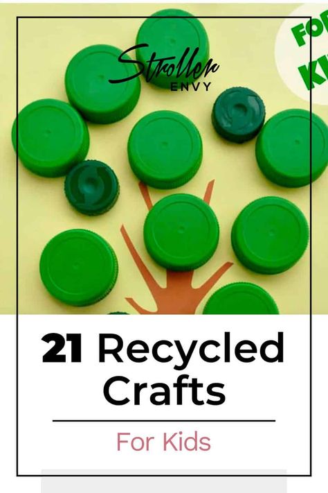 These 21 DIY recycled crafts for kids are perfect for Earth Day. They use inexpensive items you probably already have in your home, heading for the recycle bin. Recycling Theme Preschool Crafts, Recycled Crafts For Earth Day, Simple Recycling Ideas, Recycling Bins For Kids, Reduce Reuse And Recycle Activities, Reuse Activities For Kids, Things To Make Out Of Recycled Stuff, Earth Arts And Crafts For Kids, Recycle Crafts For Toddlers