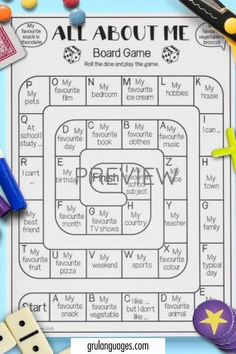 Visit here to check out All about me | Board Game on Grulanguages site! If you are looking for fun ESL activities for kids and an English Speaking Game for Kindergarten, then this is the blog post for you! Get inspired to try out English Language Activity. You will love these ESL worksheets this blog post has to offer as well. Visit my board and be sure to check out the “ALL ABOUT ME” craft activity and language activity. About Me Board Game, All About Me Board, Personal Information Esl, About Me Board, Esl Board Games Printables, Othello Board Game, Me Board, Speaking Activity, Esl Kids