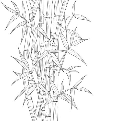 Bamboo Illustration, Bamboo Drawing, Bamboo Background, Leaves Illustration, Vector Icons Illustration, Background Drawing, Fruit Illustration, Plant Drawing, Ink Sketch