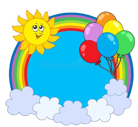 Party rainbow circle stock vector. Illustration of seasonal - 7819409 Rainbow Kids Party, Rainbow Circle, School Frame, School Wall Art, Party Clipart, Rainbow Kids, Banner Printing, School Decorations, Art Drawings For Kids