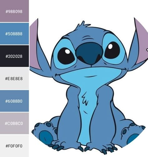 Characters Color Palette, Stitch Themed Bedroom, Stitch Angel Birthday Party, Lilo And Stitch Room, Lilo And Stitch Bedroom, Stitch Room Ideas, Disney Color Palette, Character Color Palette, Elsa Bedroom