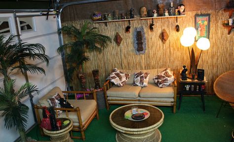 CLU Home Tiki Bar Series: The Hut – Cats Like Us Tiki Cabin, Home Tiki Bar, Lounge Inspiration, Tropical Furniture, Resto Bar, Tiki Style, Tiki Bars, Tiki Decor, Tiki Bar Decor