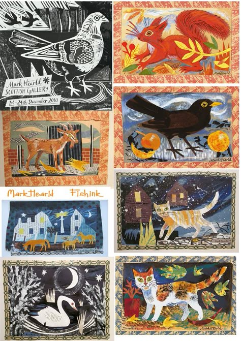 Fishinkblog 1781 Mark Hearld 1 Mark Herald, Emily Sutton, Mark Hearld, Angie Lewin, Animal Quilts, Collage Artwork, Up Book, Naive Art, Lithography