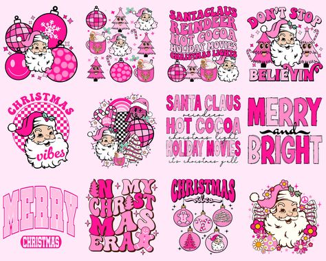 Pink Cricut Projects, Pink Christmas Shirt Ideas, Christmas Svg Shirts, Holiday Svg, Christmas Shirt Designs, Girly Christmas, Pink Christmas Shirt, Christmas Sublimation Designs, Christmas Png