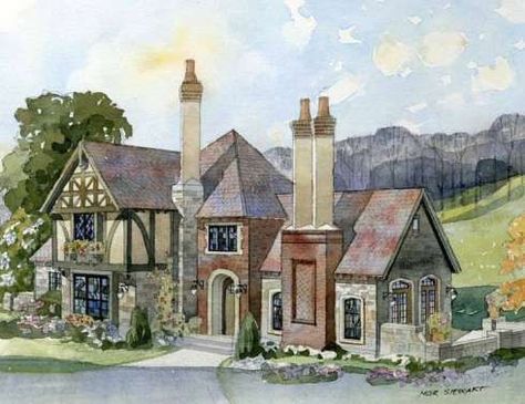 Fireside Cottage - Elevation Storybook House Plans from New South Classics storybook house plans Storybook House Plans, Storybook House Plan, English Cottage House Plans, Cottage Design Plans, Tudor House Plans, Tudor Houses, Tudor Homes, Storybook House, Tudor Cottage