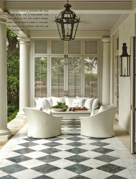 South Carolina Checkered Patio, Ruard Veltman, Patio Floor, Terrace Floor, Suzanne Kasler, Outdoor Living Rooms, The Golden Girls, Concrete Patio, The Porch