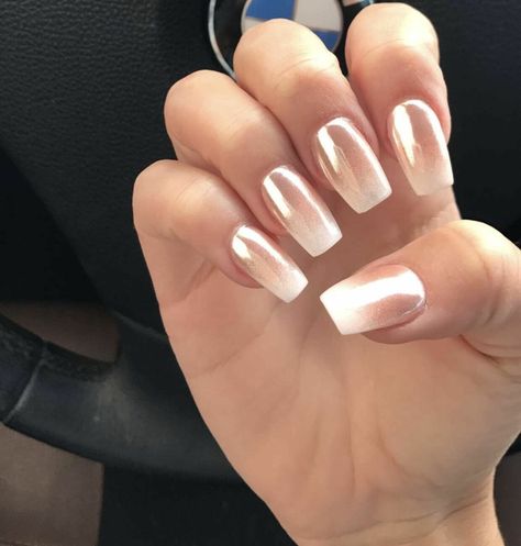 +37 Top Rose Gold Ombre Nails - POLYVORE - Discover and Shop Trends in Fashion, Outfits, Beauty and Home Red Ombre Nails, Gold Chrome Nails, Black Nails With Glitter, Rose Gold Chrome, Chrome Nail Art, Ombré Nails, Chrome Nails Designs, Matte Black Nails, Pink Ombre Nails