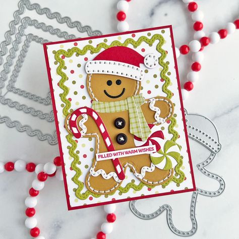 Gingerbread Cards, Papertrey Ink Cards, Simple Christmas Cards, 25 Days Of Christmas, Christmas Gingerbread Men, Christmas Card Crafts, Cricut Cards, Ric Rac, Papertrey Ink