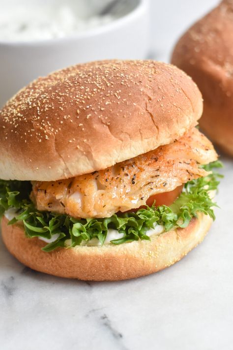 Cod Fish Sandwich - Thyme & Love Cod Fish Sandwich Recipes, Cod Fish Sandwich, Tatar Sauce, Fish Sandwich Recipes, Fish Sandwiches, Easy Family Dinner, Homemade Tartar Sauce, Seafood Seasoning, Fish Sandwich